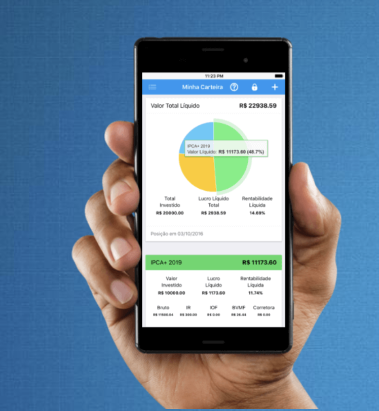 Smartphone app Tesouro Direto