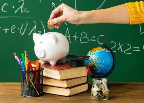 Ilustração de educação financeira na escola secundária