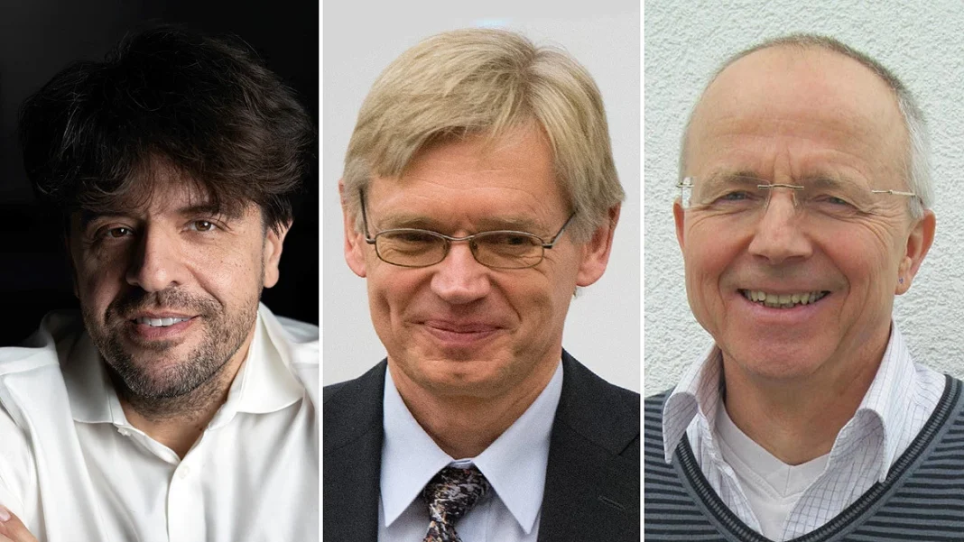 Os cientistas Karl Deisseroth, Peter Hegemann e Georg Nagel